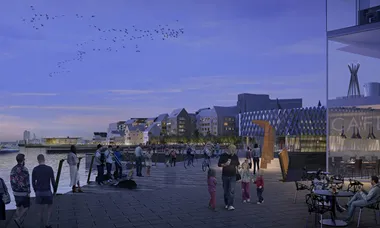Fem-byggherrar-bygger-på-Skeppsbron-i-Göteborg
