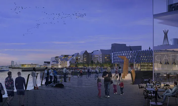 Fem-byggherrar-bygger-på-Skeppsbron-i-Göteborg