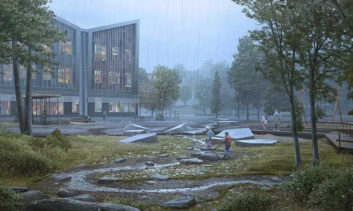 Veidekke bygger regnanpassad skola