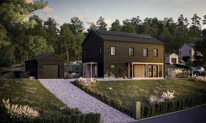 Masonite Beams levererar till Fiskarhedenvillans nya husserie