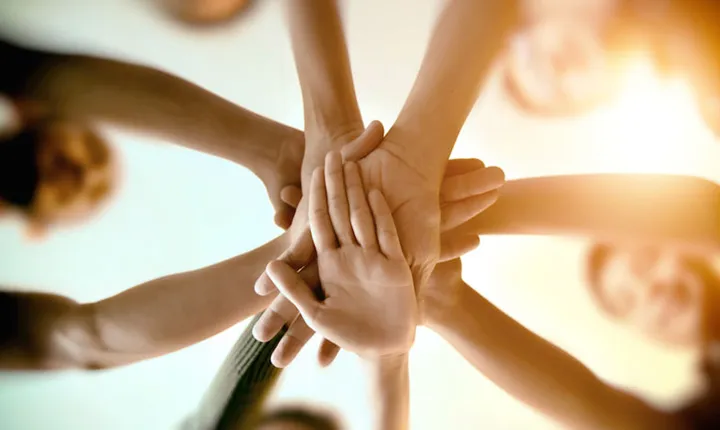 Team Teamwork Join Hands Partnership Concept .