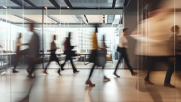 A bustling coworking space is vividly depicted. Networking, and independent work, symbolizing the dynamic, flexible, and innovative modern work environment. Generative AI