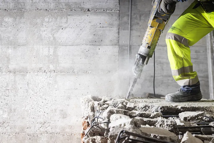 Demolishing building interior. Under construction.