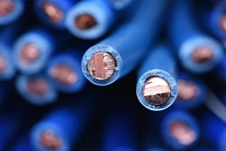 Electric cables closeup
