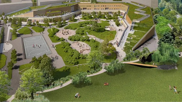 Parken i anslutning till Kronetorpskolan Skiss MND