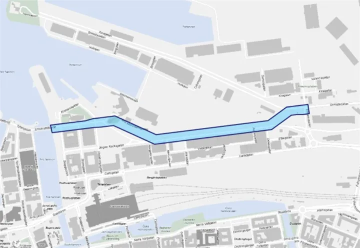 Huvudgata Nyhamnen - orienteringskarta