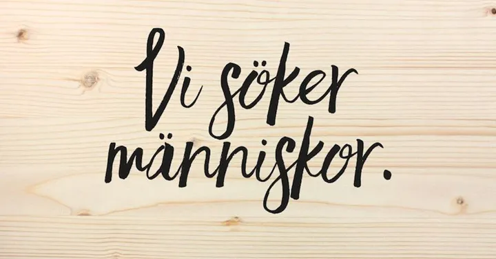 Svart text vi söker människor