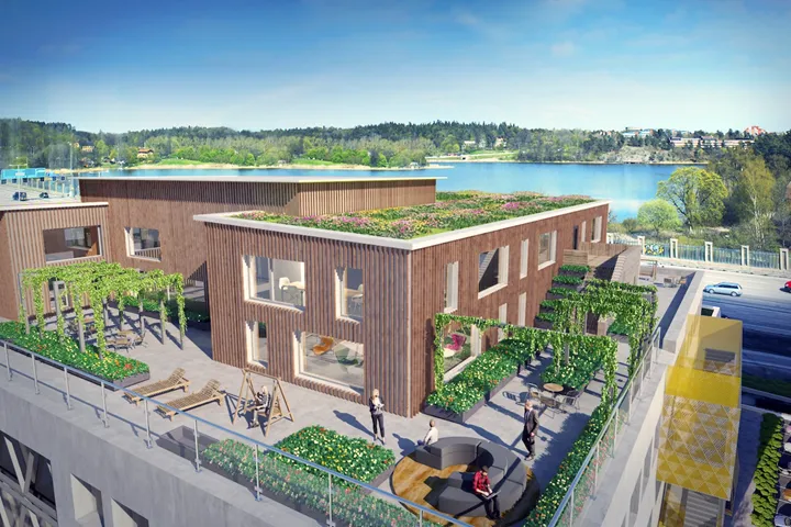 Kvarteret Hilton Frösunda i Solna. Bild: Vasakronan/Sweco