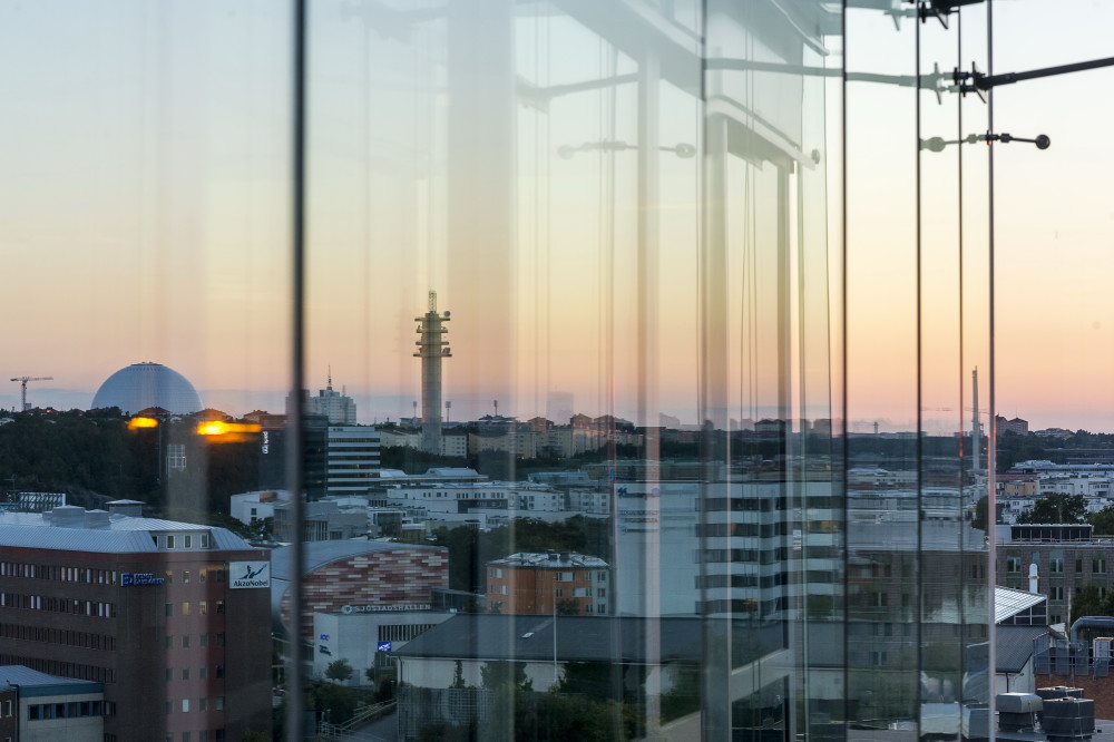 Foto Magnus Östh, utsikt från Schücos kontor i Sickla köpkvarter/Nacka