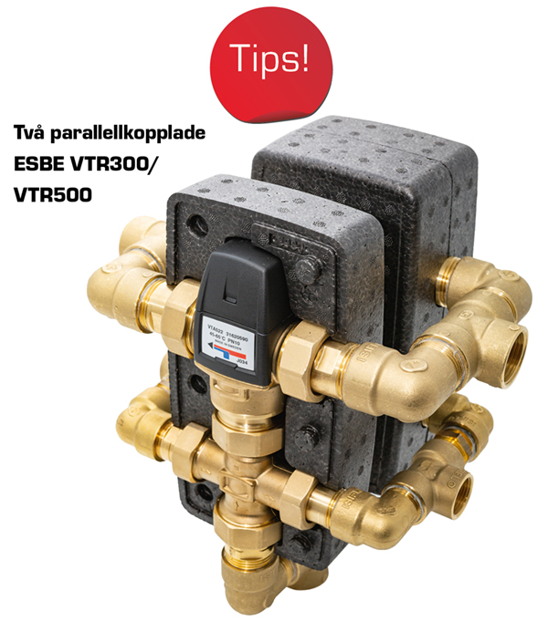 Två parallelkopplade ESBE VTR300/VTR500