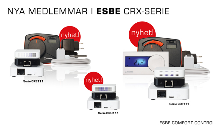 ESBE Comfort Control regleringar. 3 olika möjligheter att välja mellan. Produktbild.