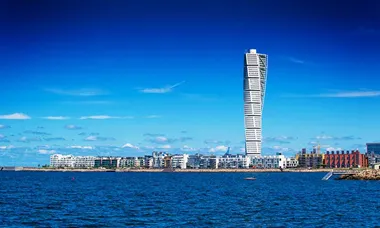 Swedish Malmo West Harbor Area Cityscape With Turning Torso