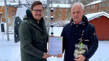 Riksbyggen Brf Skövdehus nr 10 i Skövde är årets lokala vinnare i i tävlingen Årets hållbarhetsförening