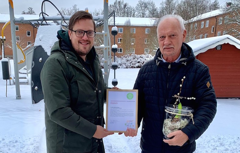 Riksbyggen Brf Skövdehus nr 10 i Skövde är årets lokala vinnare i i tävlingen Årets hållbarhetsförening