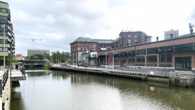 Byggstart i Gamlestadens fabriker med klimatsäkring av kajen längs Säveån