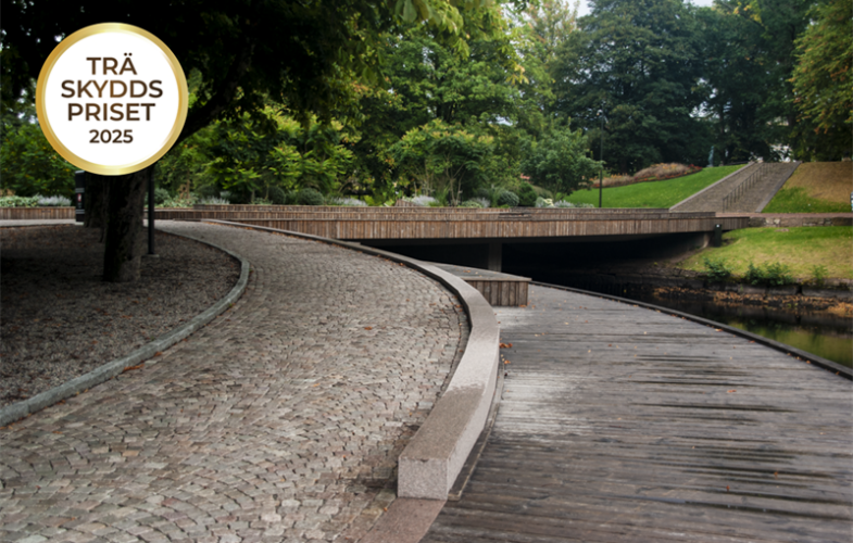 Hallbergsbron förvandlad med trä – nu nominerad till Träskyddspriset 2025