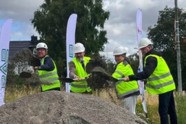 Spaden i marken för Riksbyggen Brf Rååbrisen på Råå i Helsingborg