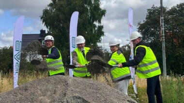 Spaden i marken för Riksbyggen Brf Rååbrisen på Råå i Helsingborg